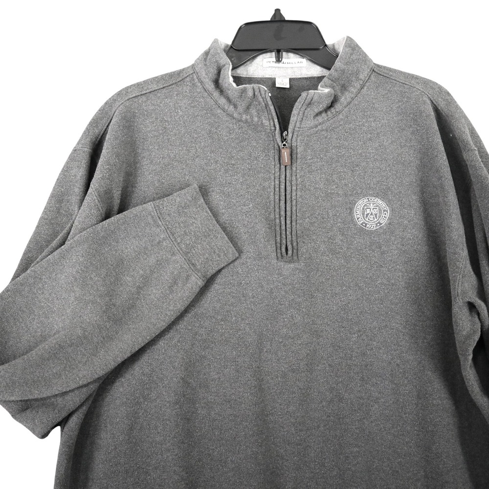 Farmington Country Club Peter Millar Quarter Zip Men L Gray Cotton Pullover Golf